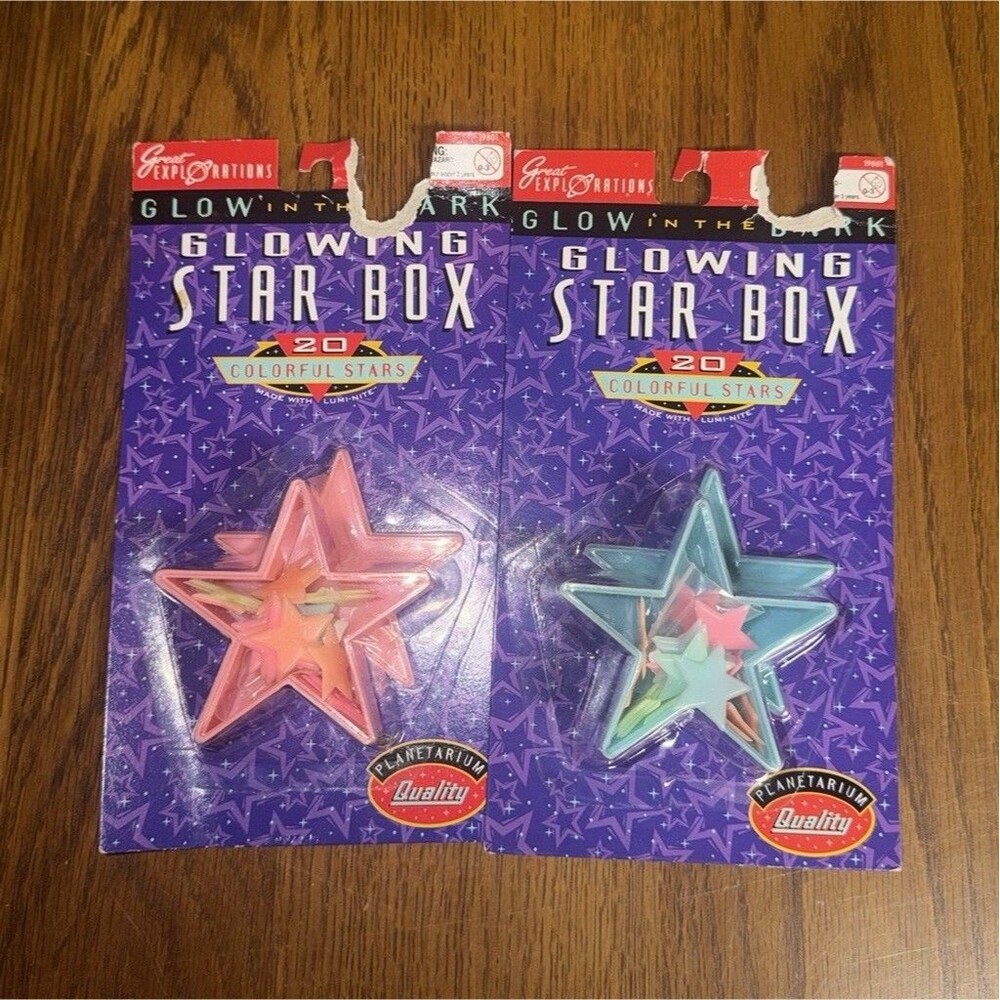 VTG 1996 GREAT EXPLORATIONS GLOWING STAR BOX 20 COLORFUL STARS 2 Pack New